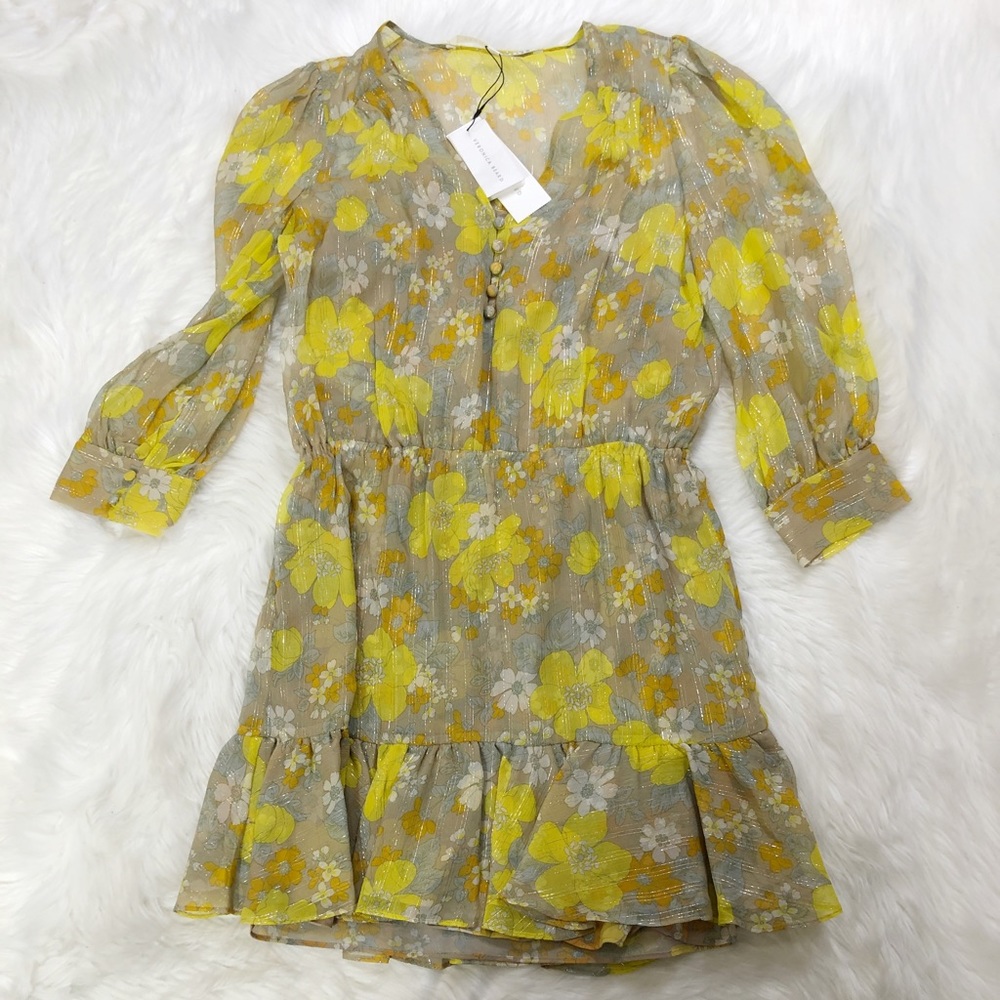 NWT $495 Veronica Beard Cybil Silk Puff Sleeve Dress Sz 6